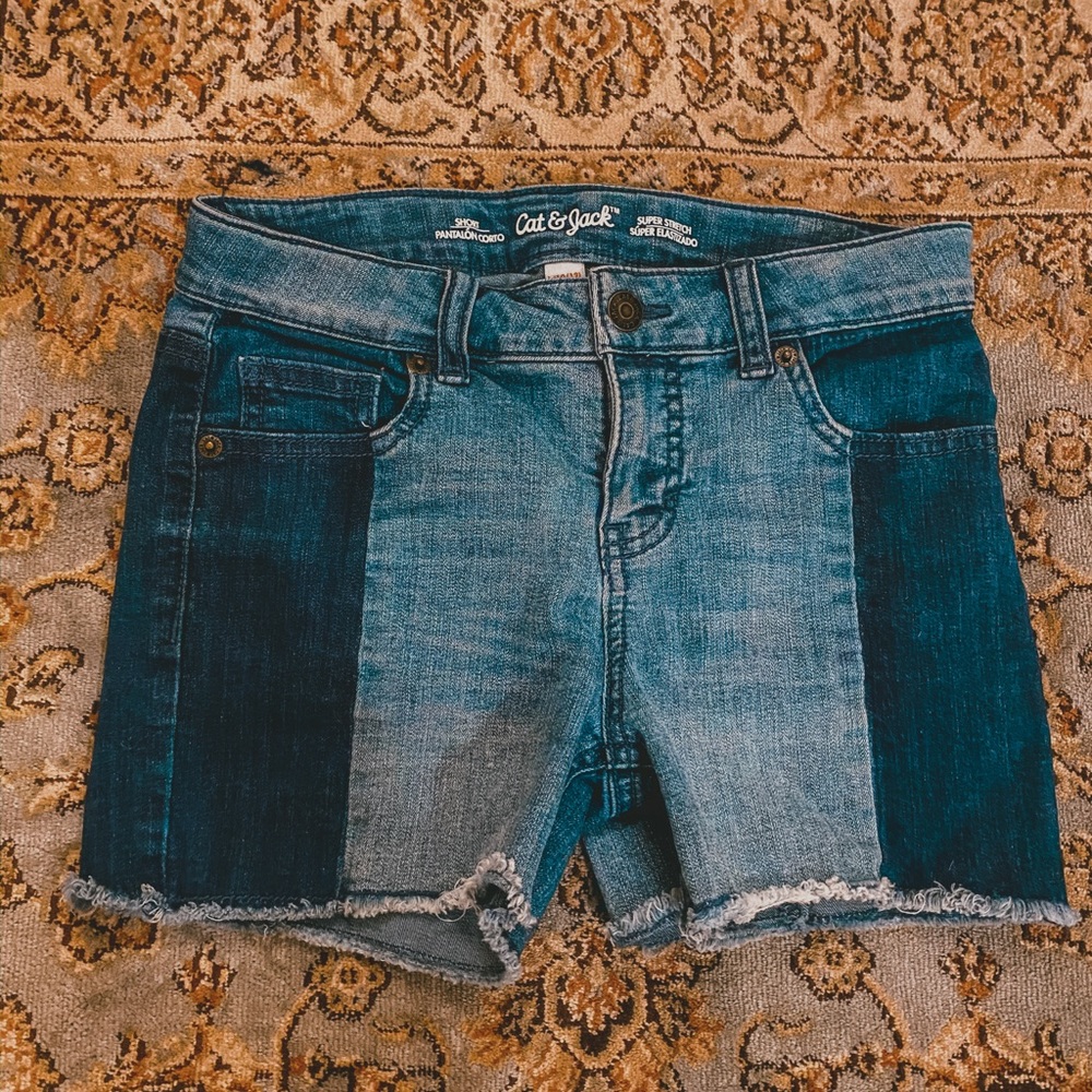 Cat & Jack Frayed Two Tone Jean Shorts